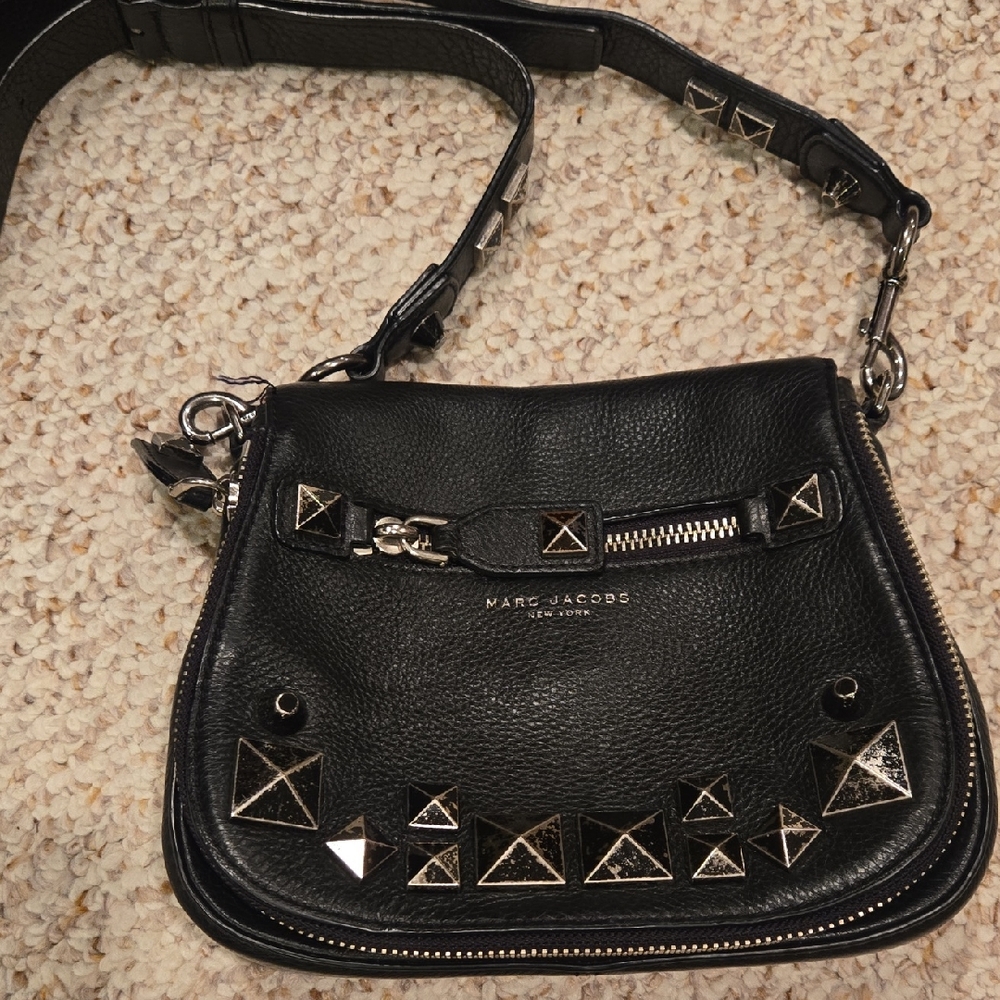 Marc Jacobs Black Crossbody Bag with Silver Studs